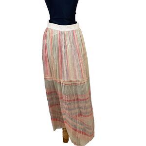 Anthropologie Bl-nk London maxi skirt women’s XS Petite Cream Gold Shimmer Sheer